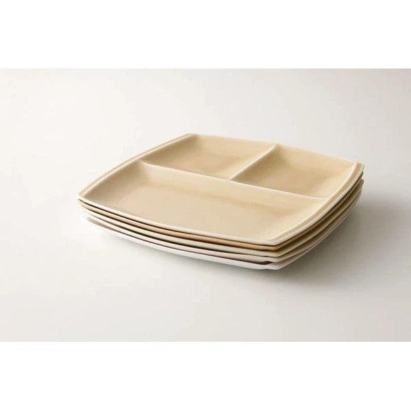 日本製 美濃燒 titto 輕量 方形三格盤|分隔盤 211餐盤 兒童餐盤 早餐盤