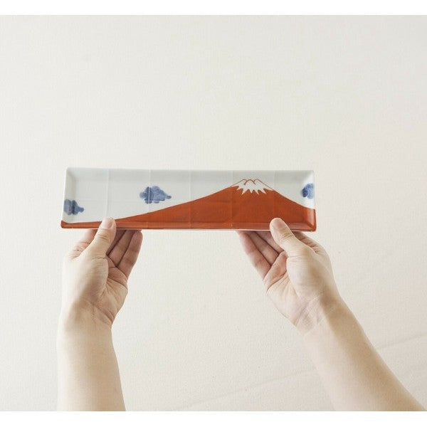 日本製 伊萬里燒 富士山長盤 | 魚盤 刺身盤 生魚片盤