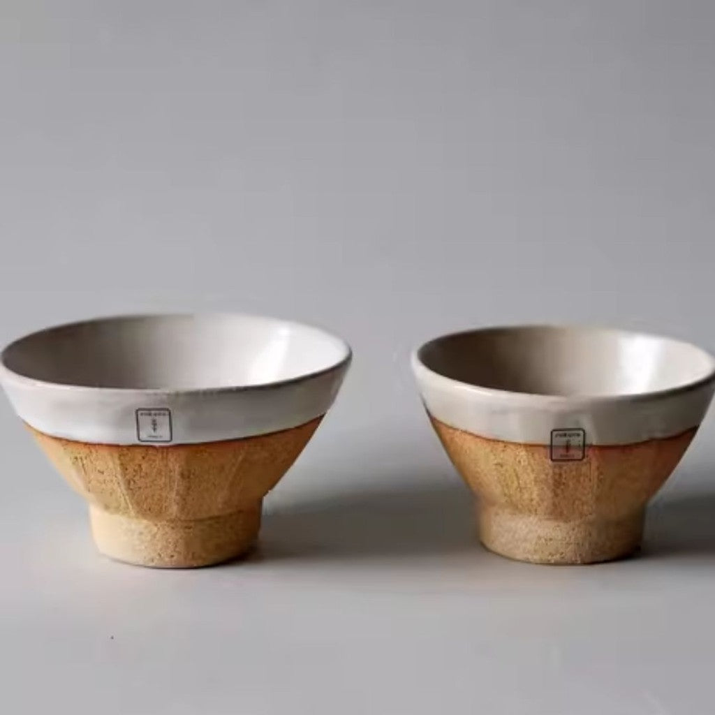 日本製 六魯 rokuro 咖土高台飯茶碗 | 夫妻碗 對碗 陶碗 盒裝 送禮 新婚