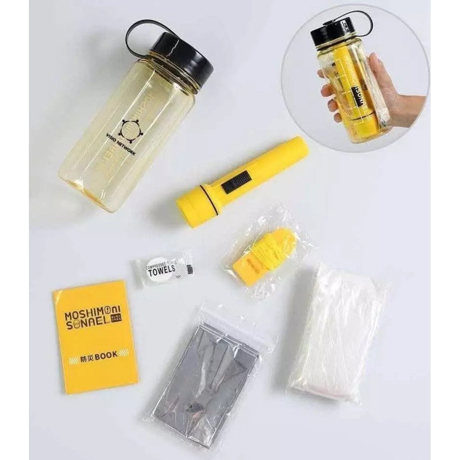 日本直送 7合1防災瓶 緊急避難包 Mochigoo 防災 地震避難 戶外 車用 便攜 保溫毯 壓縮毛巾