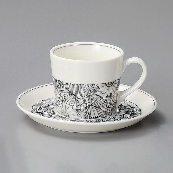 日本製 Vallmo 手繪花草咖啡杯盤 | 北歐風 下午茶組 咖啡杯 咖啡碟 點心盤