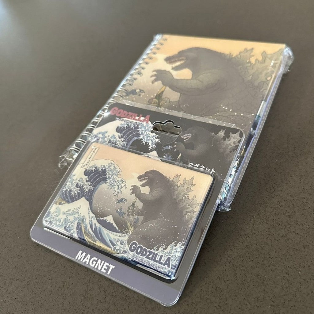 日本限定【Godzilla】浮世繪x哥吉拉 巨型磁鐵 | 富嶽三十六景 浮世繪磁鐵 筆記本