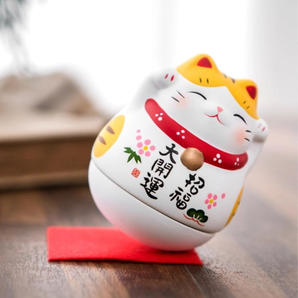 日本 藥師窯 不倒翁招財貓 8cm | 幸福不倒 招福大開運 辦公擺飾 桌面擺飾