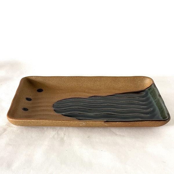 日本製 BLUT'S rokuro 六魯 陶瓷長方盤藏青色|魚盤 水果盤 甜點盤