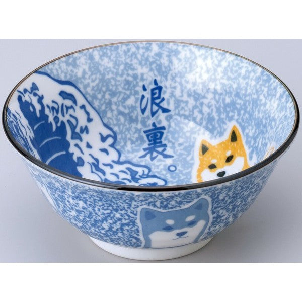 日本製 柴犬浪裏/淺草/京都碗盤 | 柴犬碗 紀念性禮物 浮世繪 碗盤