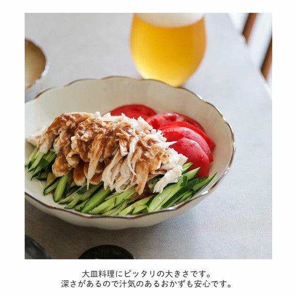 日本製 透明十草陶瓷深盤 20.9cm|水果盤 沙拉盤 涼麵盤