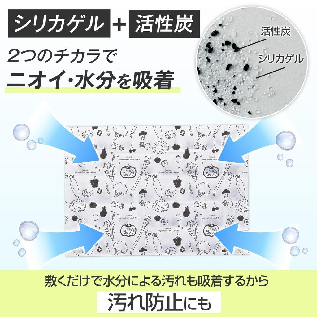 日本製 冰箱蔬果室 防潮吸濕墊 2入︱ 除臭 延長食物保鮮 防污漬 活性碳