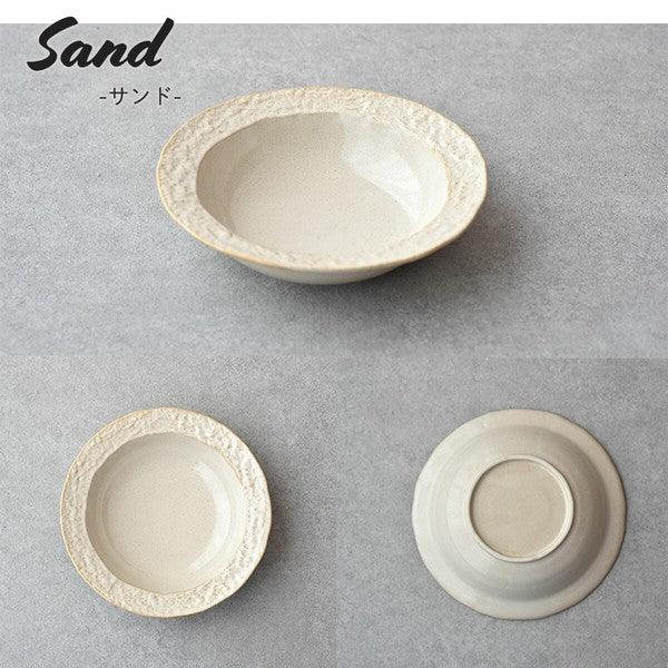 日本製 美濃燒 日式波紋陶瓷咖哩盤 米白 深藍 21.7cm|沙拉盤 深盤