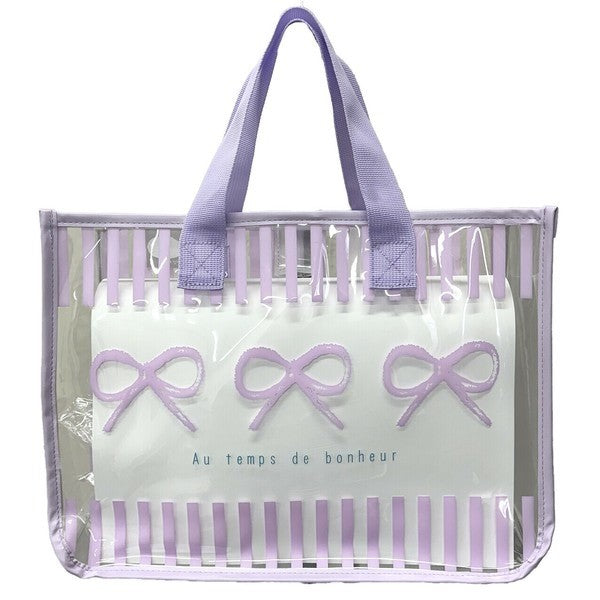 日本 jou jou lier 防水PVC透明兒童收納包 | 沙灘包 游泳袋 防水托特包