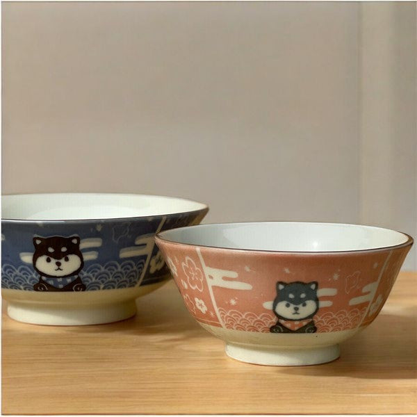 日本製 美濃燒 柴犬陶瓷碗 大碗 兩色 | 丼飯碗 拉麵碗 大湯碗 碗公 造型碗