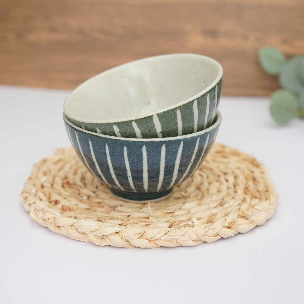 日本製 美濃燒 手工日式可愛線條 圓點陶瓷飯碗 |餐碗 日本碗 日式餐具