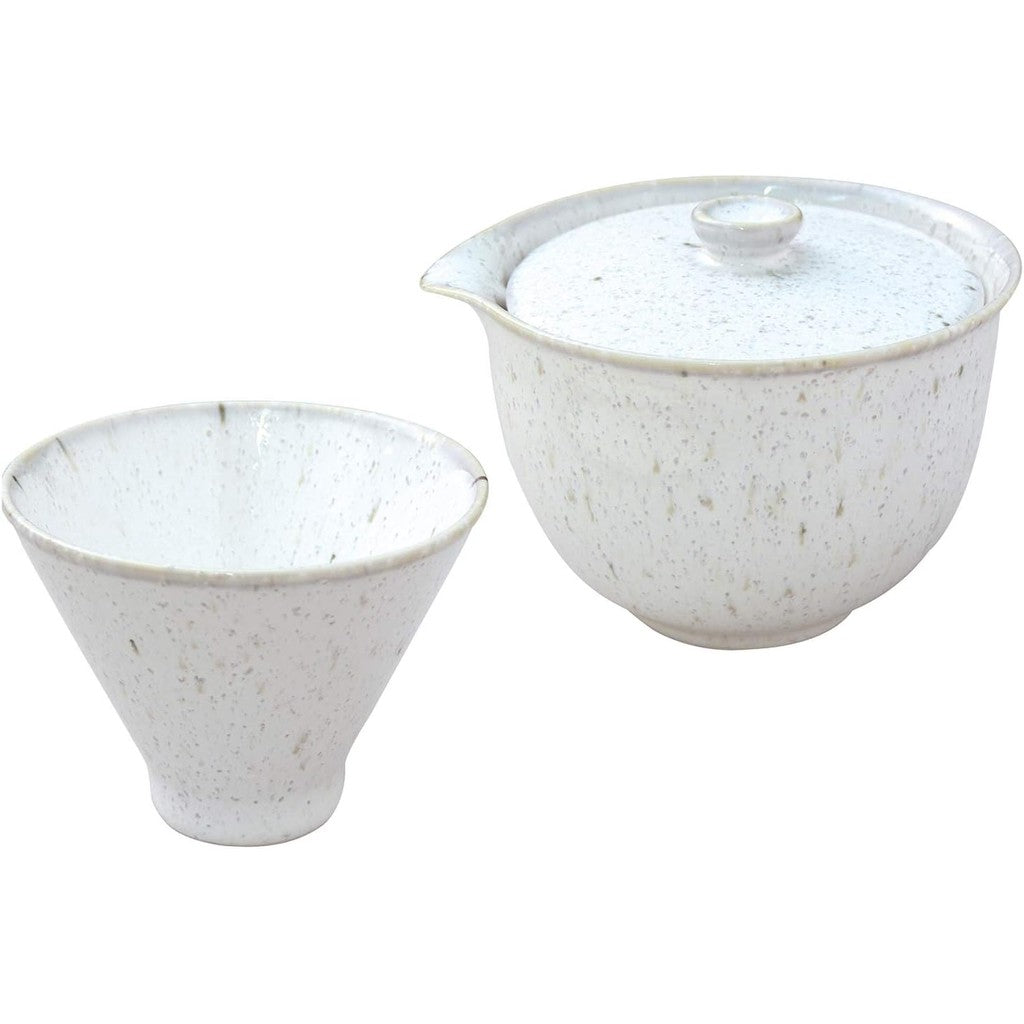 日本製 美濃燒 白釉窯變茶壺 茶杯︱煎茶杯 泡茶壺 茶具