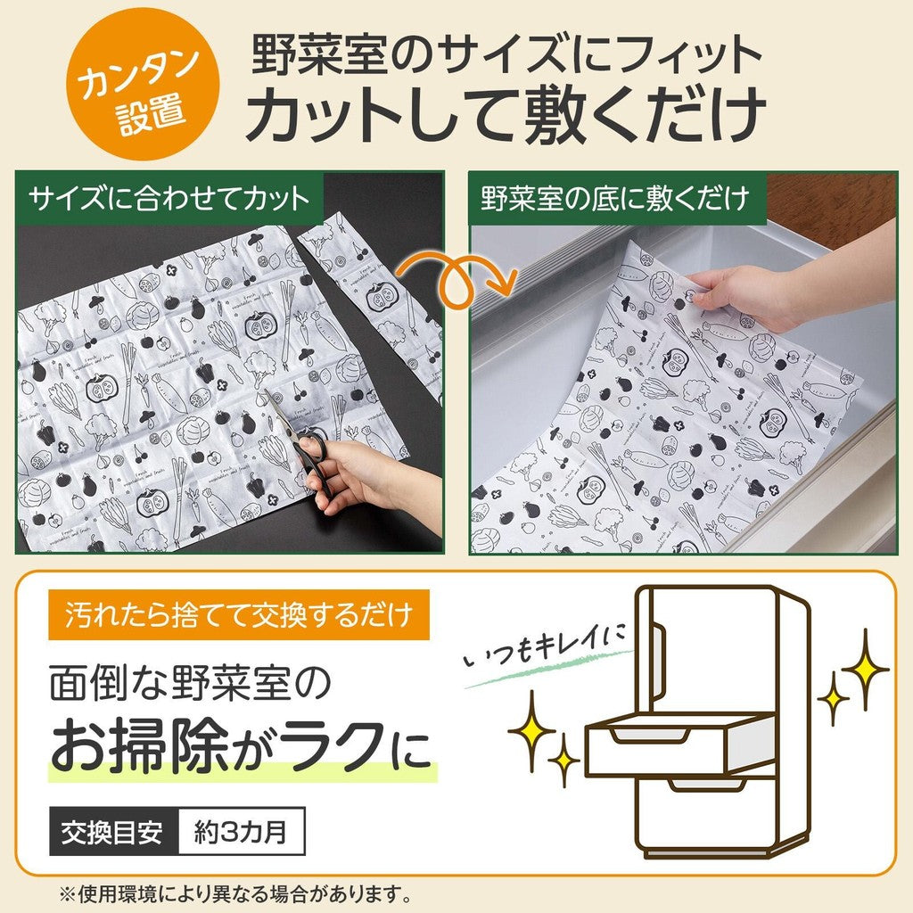 日本製 冰箱蔬果室 防潮吸濕墊 2入︱ 除臭 延長食物保鮮 防污漬 活性碳