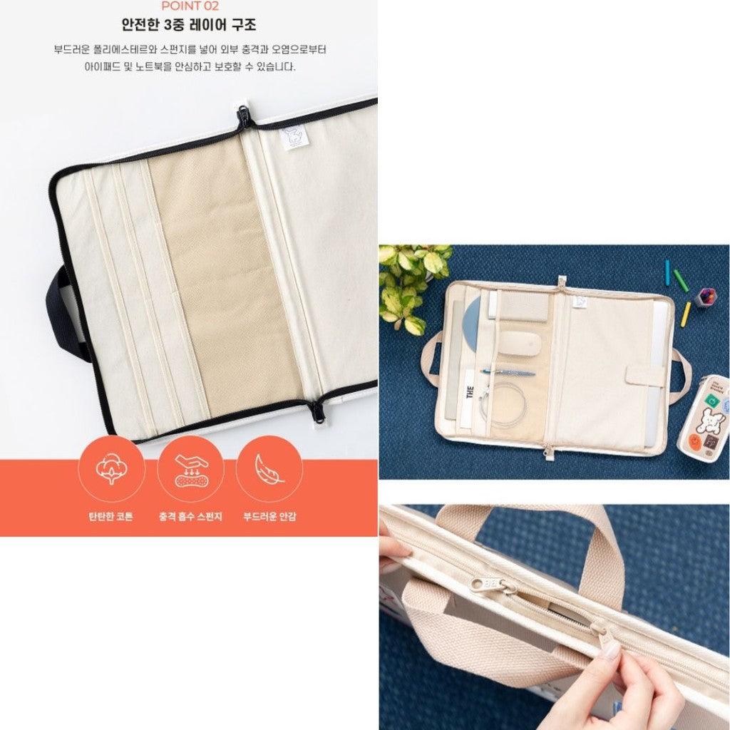 韓國 Romane 早午餐兄弟 米色 黑色 貴賓狗 15吋手提筆電包|電腦包 平板包