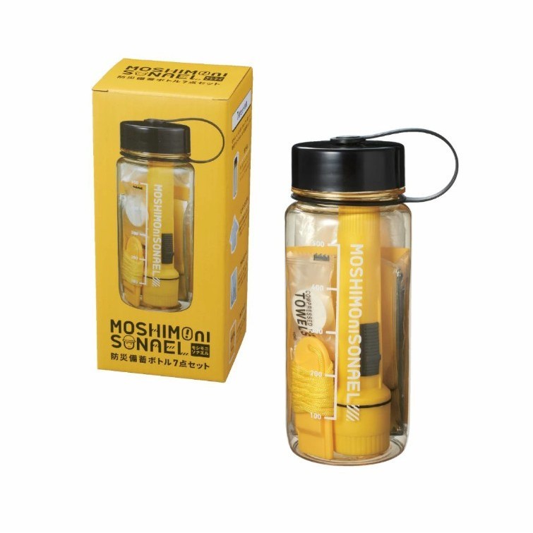 日本直送 7合1防災瓶 緊急避難包 Mochigoo 防災 地震避難 戶外 車用 便攜 保溫毯 壓縮毛巾