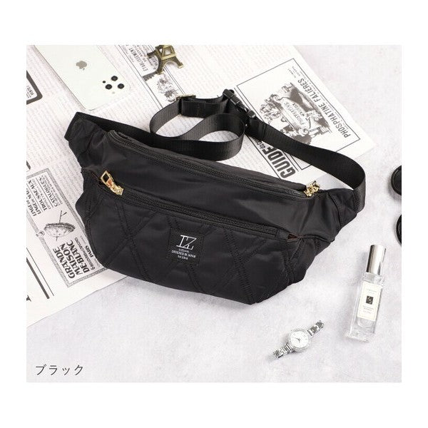 日本 LIZDAYS 金光菱格紋腰包 胸包 | 防水腰包 胸包 側背包 菱格紋包