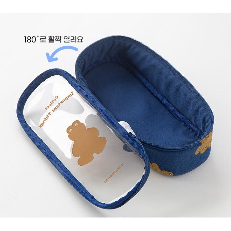 韓國 Romane 透明化裝包/鉛筆盒 | PVC化妝包 拉鍊化妝包 筆袋 小物收納包