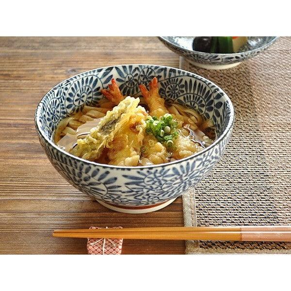 日本製 美濃燒 靛藍蔓藤花紋陶瓷碗 530cc 1200cc|拉麵碗 丼飯碗 蓋飯碗 碗公