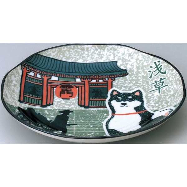 日本製 柴犬浪裏/淺草/京都碗盤 | 柴犬碗 紀念性禮物 浮世繪 碗盤