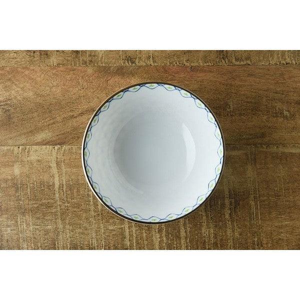 日本製 美濃燒 縐紗小花 茶碗 11.5cm 紅色 綠色|飯碗 陶瓷碗 夫妻碗