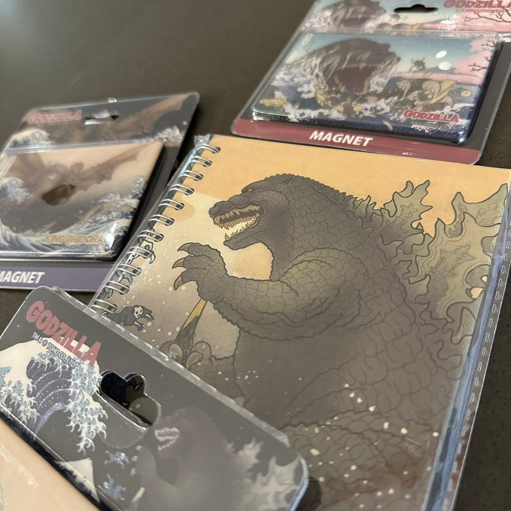 日本限定【Godzilla】浮世繪x哥吉拉 巨型磁鐵 | 富嶽三十六景 浮世繪磁鐵 筆記本