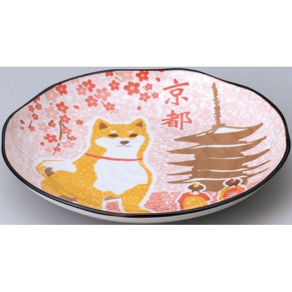 日本製 柴犬浪裏/淺草/京都碗盤 | 柴犬碗 紀念性禮物 浮世繪 碗盤