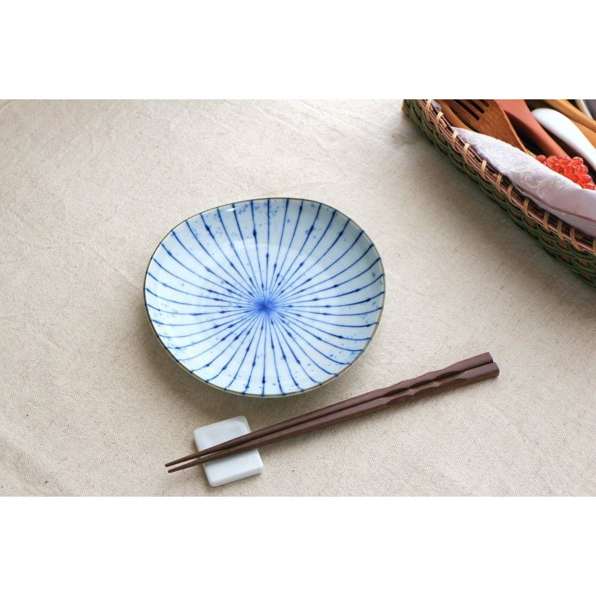 日本製 美濃燒 吹墨十草 三角盤 麵缽 | 中盤 深盤 早午餐盤 圓缽 菊型缽