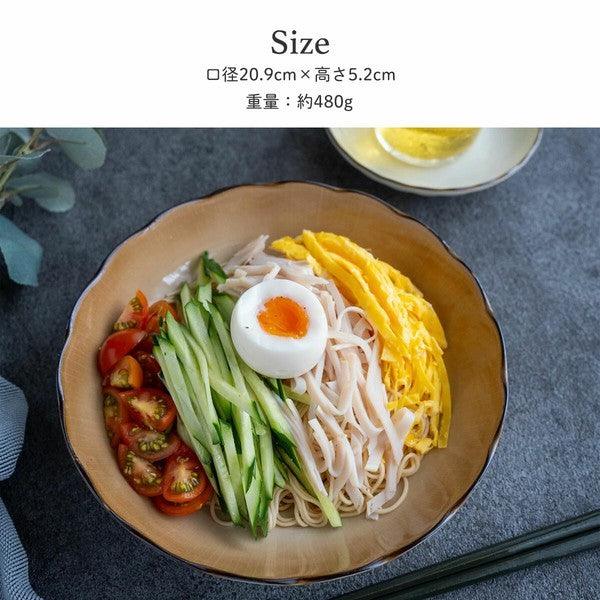 日本製 透明十草陶瓷深盤 20.9cm|水果盤 沙拉盤 涼麵盤