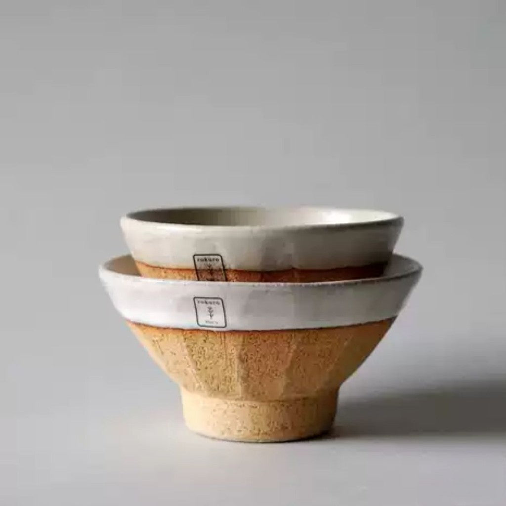 日本製 六魯 rokuro 咖土高台飯茶碗 | 夫妻碗 對碗 陶碗 盒裝 送禮 新婚