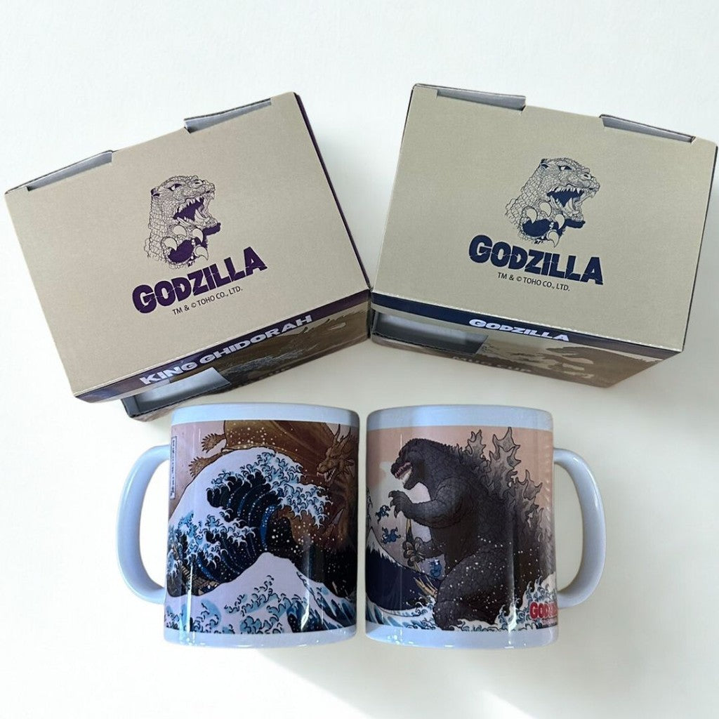 日本限定【Godzilla】浮世繪 哥吉拉 馬克杯 | 神奈川沖浪裏 基多拉 富嶽三十六景