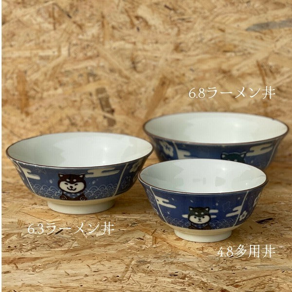 日本製 美濃燒 柴犬陶瓷碗 大碗 兩色 | 丼飯碗 拉麵碗 大湯碗 碗公 造型碗