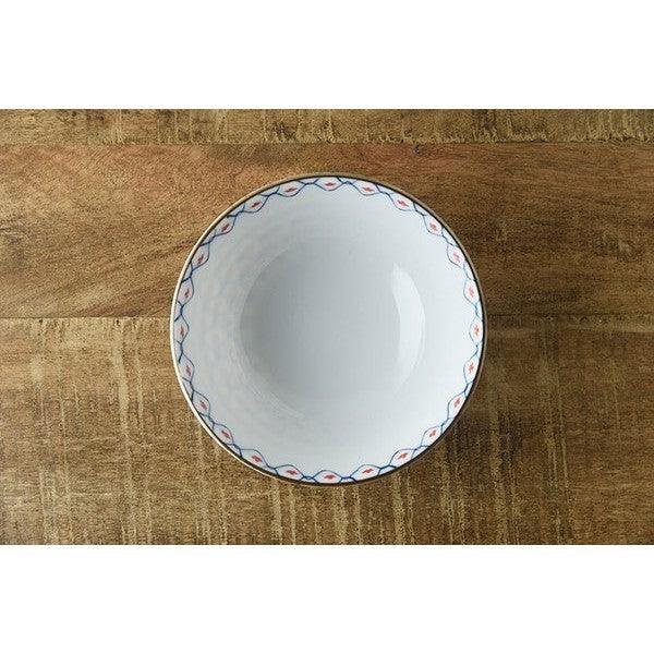 日本製 美濃燒 縐紗小花 茶碗 11.5cm 紅色 綠色|飯碗 陶瓷碗 夫妻碗