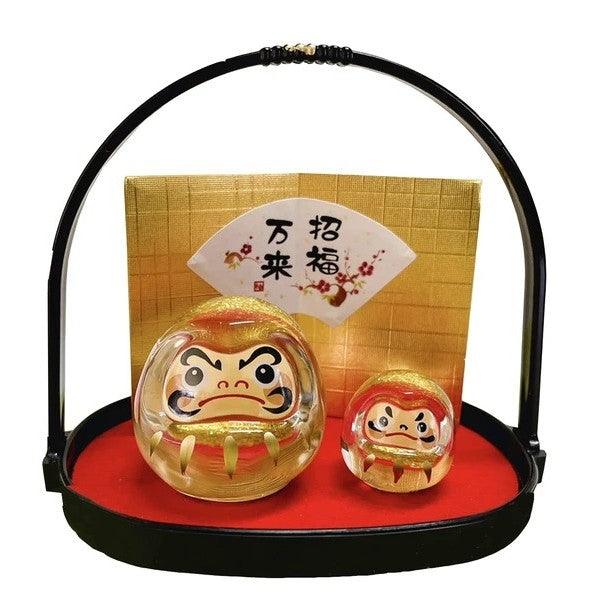 日本 金彩硝子 招福萬來 玻璃達摩組|裝飾品擺件 開店賀禮 入厝禮物