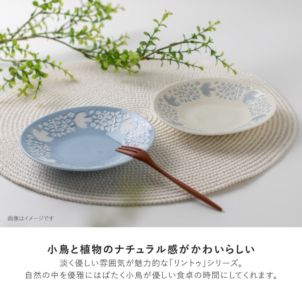 日本製 美濃燒 LINTU 小鳥植物盤子︱陶瓷盤 盤子 甜點盤 北歐風