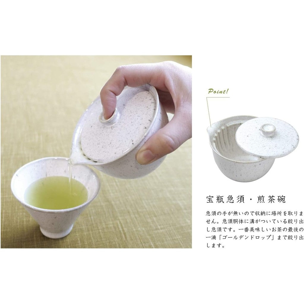 日本製 美濃燒 白釉窯變茶壺 茶杯︱煎茶杯 泡茶壺 茶具