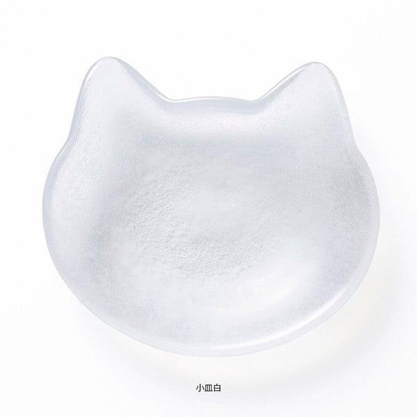 日本製 ADERIA 石塚硝子 貓咪造型玻璃盤 黑色 白色|點心盤 飾品盤 水果盤