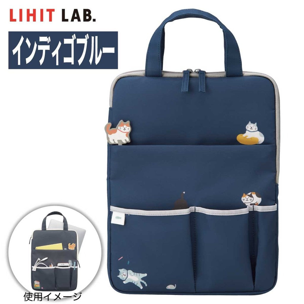 日本 LIHIT LAB 立體貓咪筆袋 電腦包 | 13吋 手提包 筆電包 拉鍊筆袋