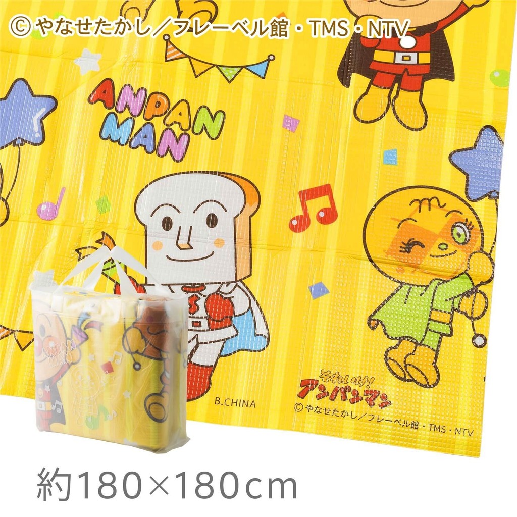 日本 吉伊卡哇 麵包超人 大尺寸野餐墊 附提袋 | 180x180cm 遊戲墊 露營