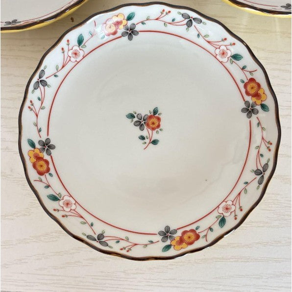 日本製 吾山窯 黃彩梅小花5吋盤 | 中國風 黃花鳥 陶瓷盤 梅花盤 餐盤 輕量盤