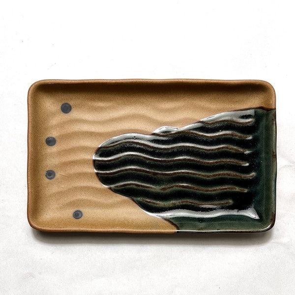 日本製 BLUT'S rokuro 六魯 陶瓷長方盤藏青色|魚盤 水果盤 甜點盤