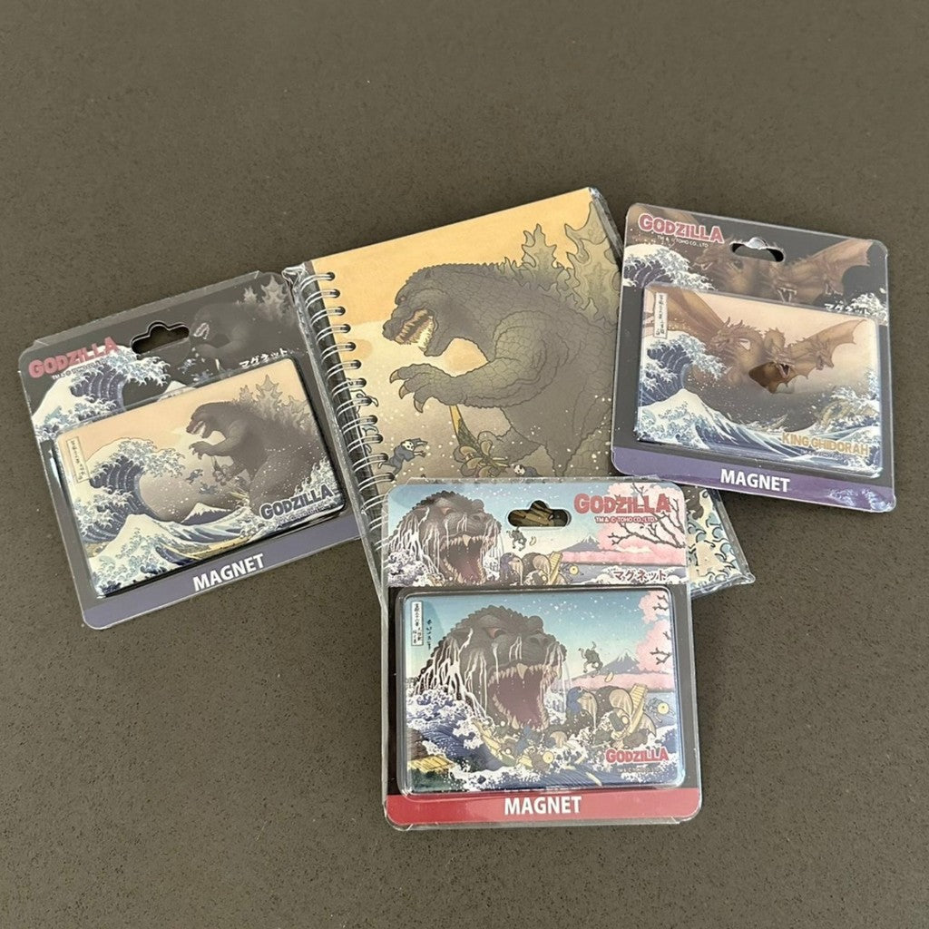 日本限定【Godzilla】浮世繪x哥吉拉 巨型磁鐵 | 富嶽三十六景 浮世繪磁鐵 筆記本