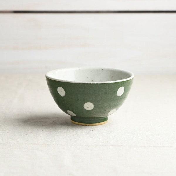 日本製 美濃燒 手工日式可愛線條 圓點陶瓷飯碗 |餐碗 日本碗 日式餐具