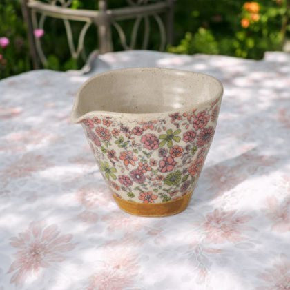 日本製 美濃燒 泉文山作泡茶/醬汁碗 | 茶杯 花卉圖案 醬料碗