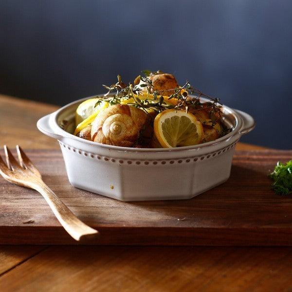 日本製 美濃燒 ROOTS Colline 法式圓點雙耳圓形烤盤 焗烤盤 14.5cm| 燉菜盤 湯碗