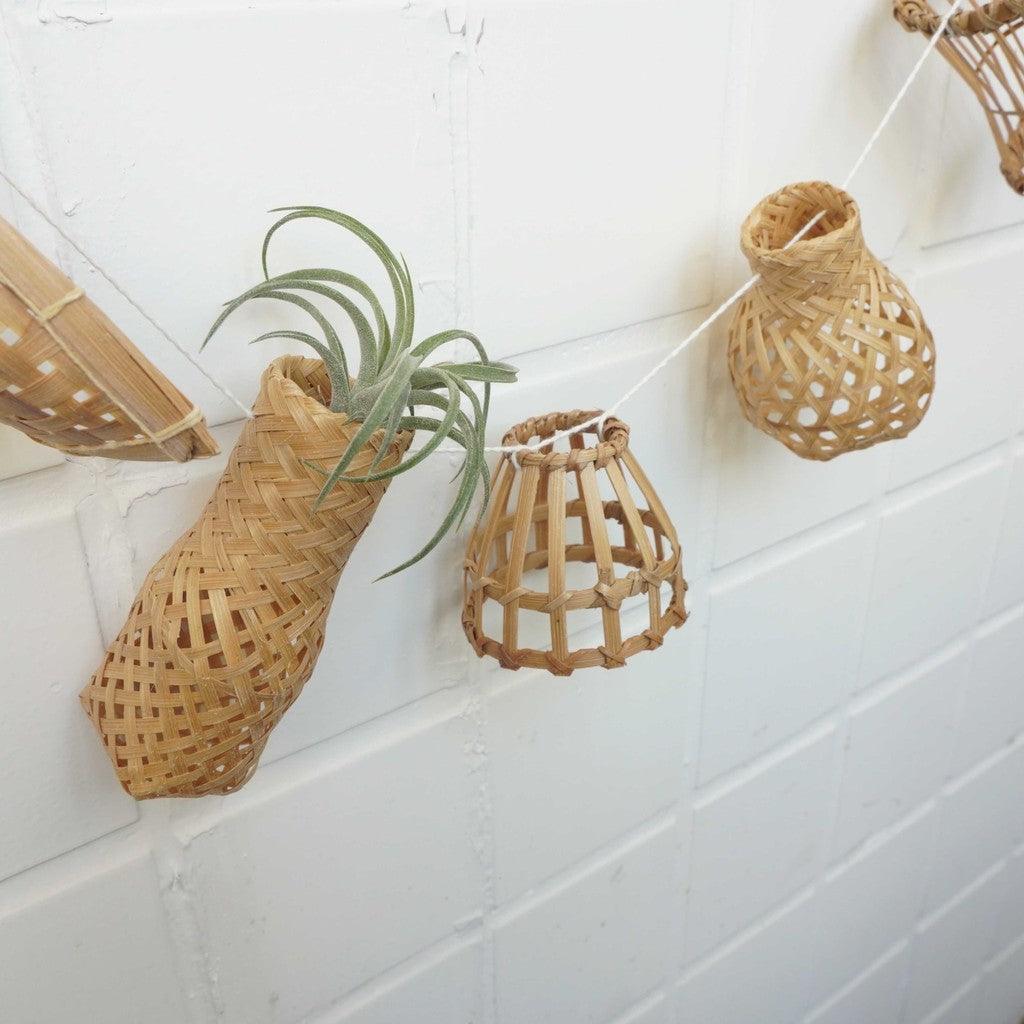 日本 People Tree 空氣鳳梨竹編吊盆裝飾架|室內盆栽 空氣鳳梨盆栽 植物裝飾