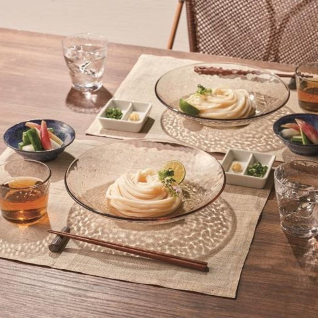 日本製 東洋佐佐木 Toyo-Sasaki 錘紋玻璃淺盤 兩色 | 沙拉盤 涼麵 冷麵 蕎麥麵 剉冰盤