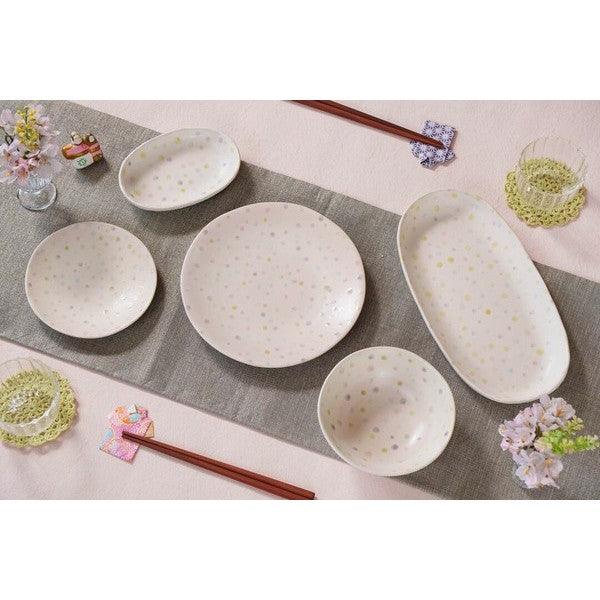 日本製 Spray 彩色點點 美濃燒 陶瓷餐具|橢圓盤 圓盤 餐碗