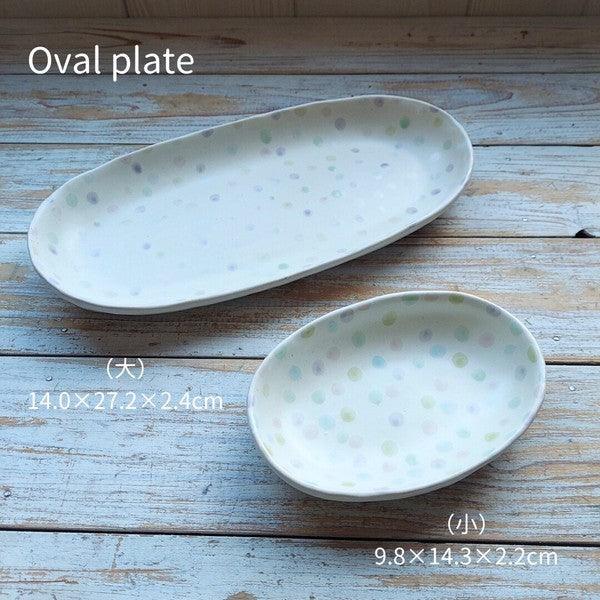 日本製 Spray 彩色點點 美濃燒 陶瓷餐具|橢圓盤 圓盤 餐碗