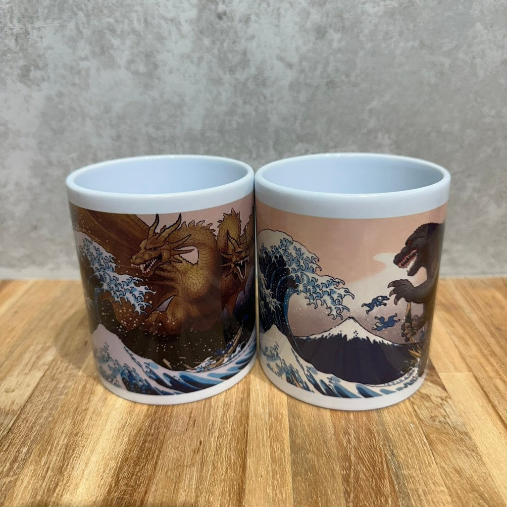 日本限定【Godzilla】浮世繪 哥吉拉 馬克杯 | 神奈川沖浪裏 基多拉 富嶽三十六景