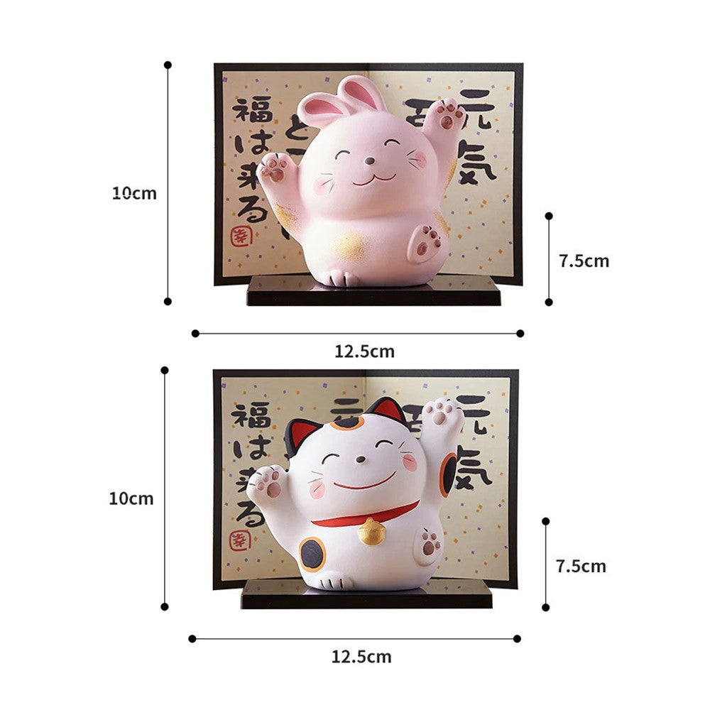 日本製 萬古燒 元氣招財貓 陶瓷 招財 福兔 吉祥擺件 招福開運 擺飾 玄關 客廳裝飾 送禮